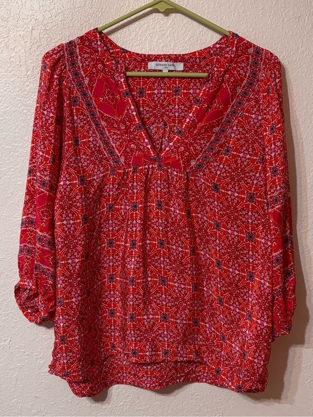 Gerard Darel Paisley V-Neck Blouse Size 2